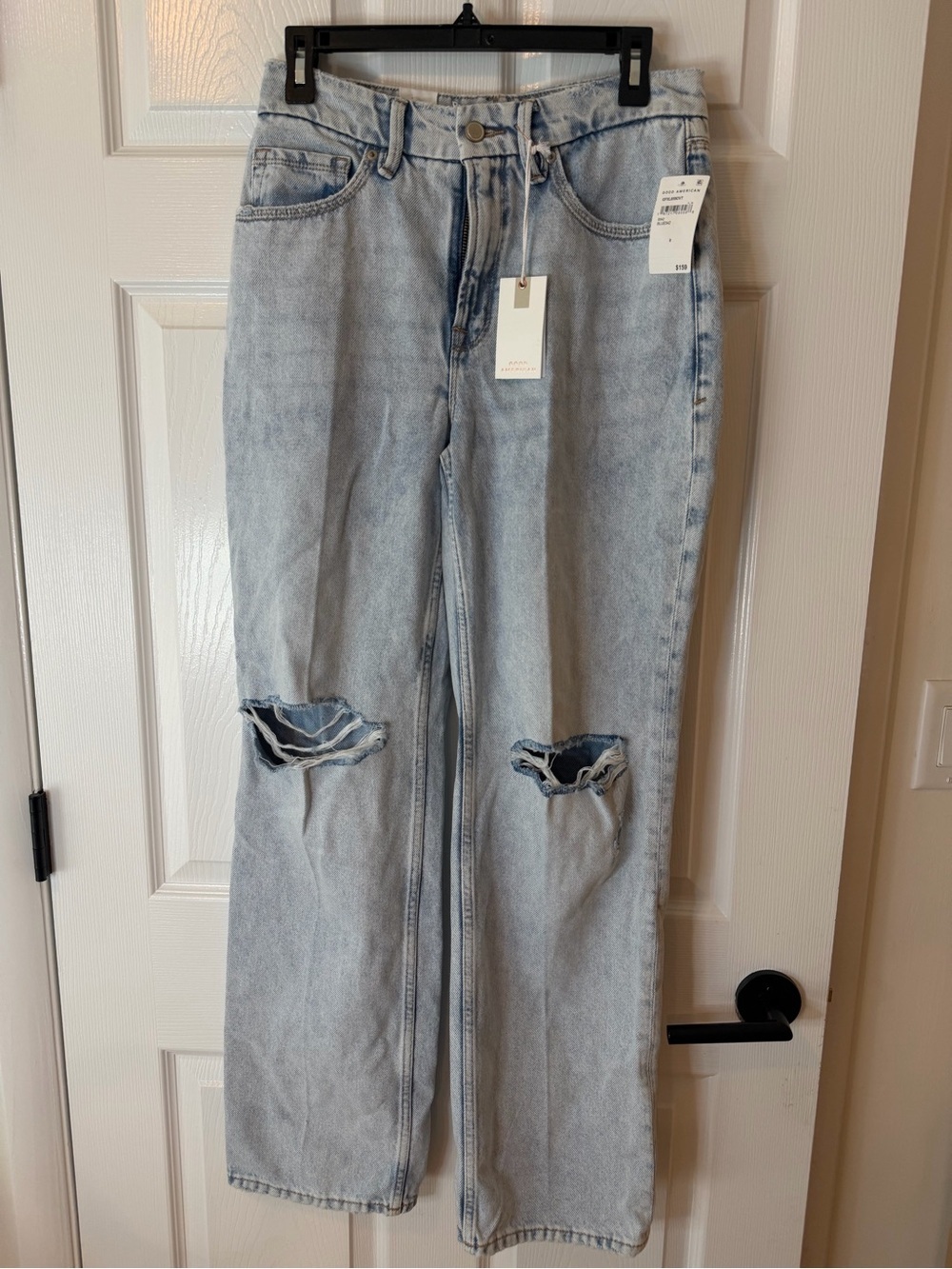 Good American Light Wash Distressed Women’s Jeans Mid Rise 90’s Relaxed NWT